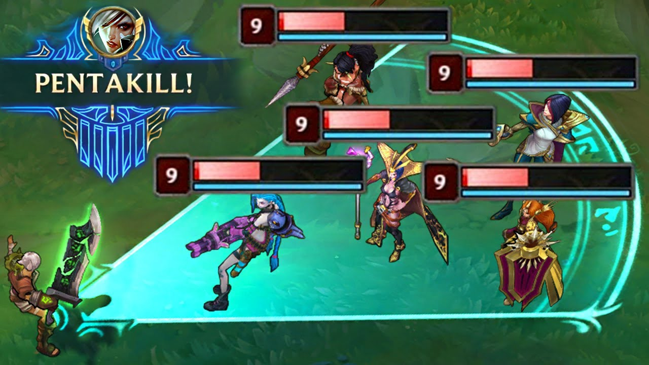 LOL:超强1V5五杀集锦,VN疯狂走A越打越猛